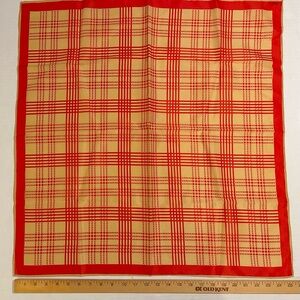 NWT Lady Heritage Vintage 1970s Scarf 25"x 26" Tan and Red Plaid Japan Polyster
